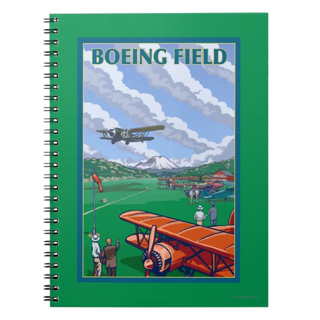Boeing Fält Vintage resor Poster Anteckningsbok (Framsidan)