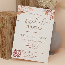Boemiska blommor med QR-Möhippa Inbjudningar