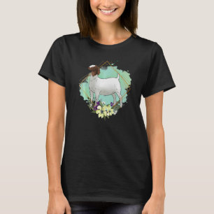 Boer Wether Goat Brace med Flower Ram T Shirt
