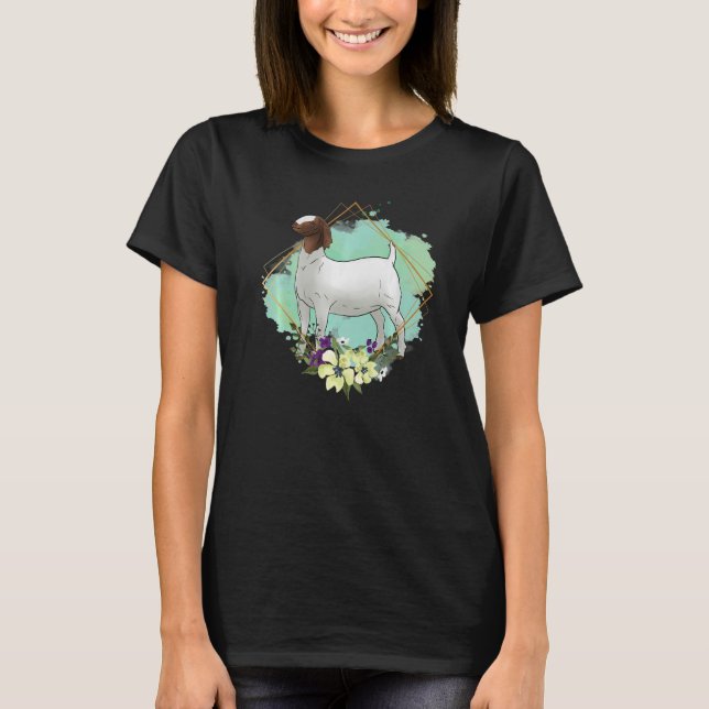 Boer Wether Goat Brace med Flower Ram T Shirt (Framsida)