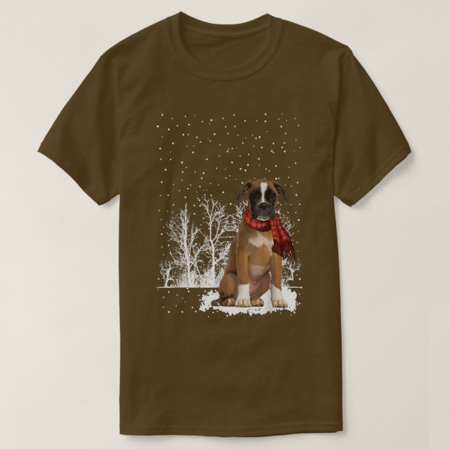 Boer Winter Scarf Hundar Träd Forest Snö jul T Shirt (Design framsida)