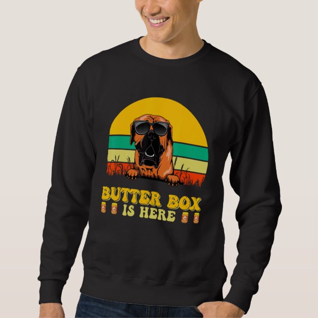 Boerboel Hund Smör Boxen Är Här Fars Dag Lång Ärmad Tröja (Framsida)