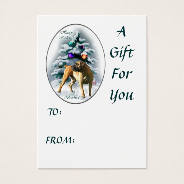 Boerboel jul jul Gift Namn bricka Visitkort (Framsidan)