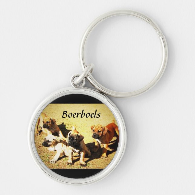Boerboel Keychain Rund Silverfärgad Nyckelring (Framsidan)