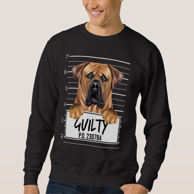 Boerboel Mugshot Guilty Hund Lång Ärmad Tröja (Framsida)