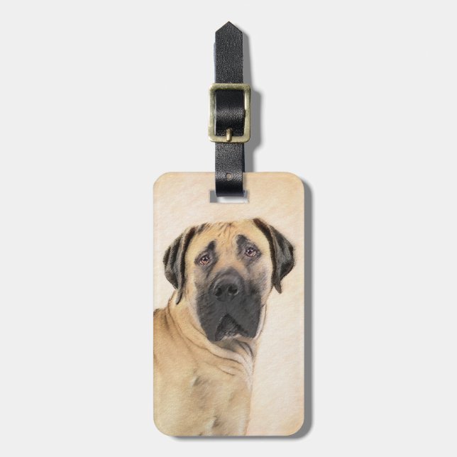 Boerboel Painting - Cute Original Hund Art Bagagebricka (Vertikal Framsida)