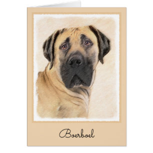 Boerboel Painting - Cute Original Hund Art Hälsningskort