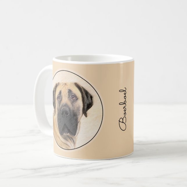 Boerboel Painting - Cute Original Hund Art Kaffemugg (Framsida vänster)