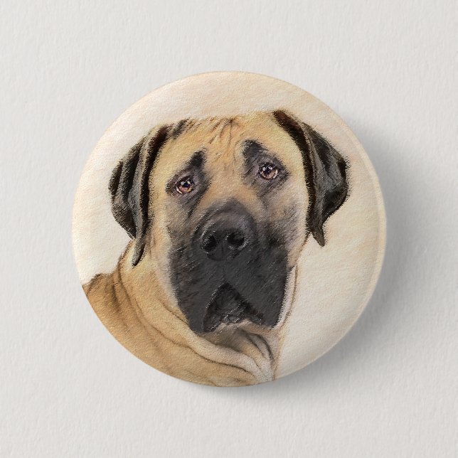 Boerboel Painting - Cute Original Hund Art Knapp (Framsida)