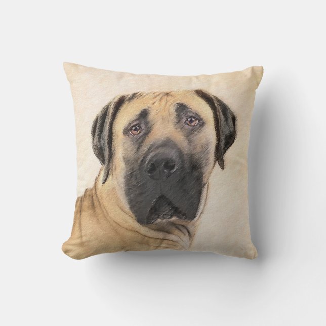 Boerboel Painting - Cute Original Hund Art Kudde (Framsida)