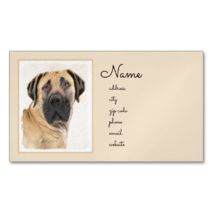 Boerboel Painting - Cute Original Hund Art Magnetiska Visitkort
