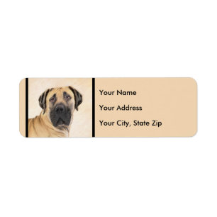 Boerboel Painting - Cute Original Hund Art Returadress Etikett