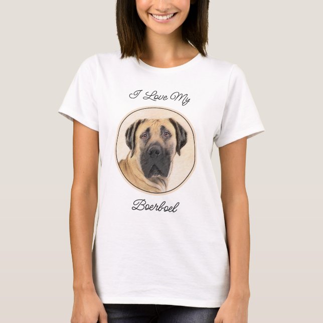 Boerboel Painting - Cute Original Hund Art T Shirt (Framsida)