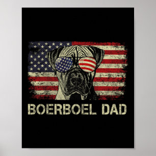 Boerboel Pappa Hundälskares Amerikanska Flagga 4 j Poster