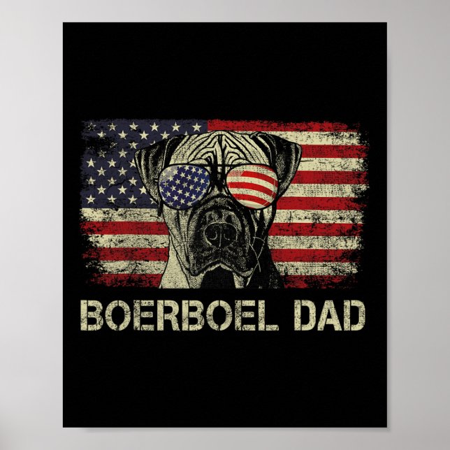 Boerboel Pappa Hundälskares Amerikanska Flagga 4 j Poster (Framsidan)