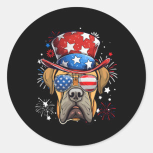 Boerboel Patriotic USA flagga 4:e juli Hund älskar Runt Klistermärke