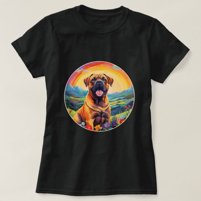 Boerboel Rainbow Bridge Cute South African Mastiff T Shirt (Design framsida)