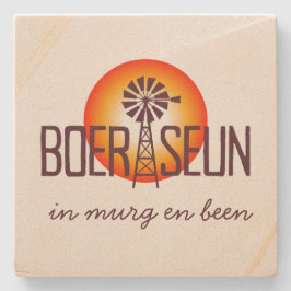 BOERSEUN Windpomp Afrikaans Sydafrikas utställning Stenunderlägg