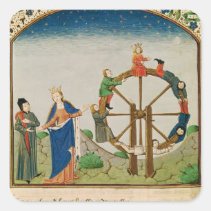 Boethius med Fortune-hjulet Fyrkantigt Klistermärke