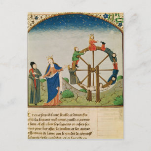 Boethius med rulla av förmögenhet vykort