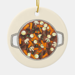 Boeuf Bourguignon Beef Burgundy Stew Fransk Food Julgransprydnad Keramik