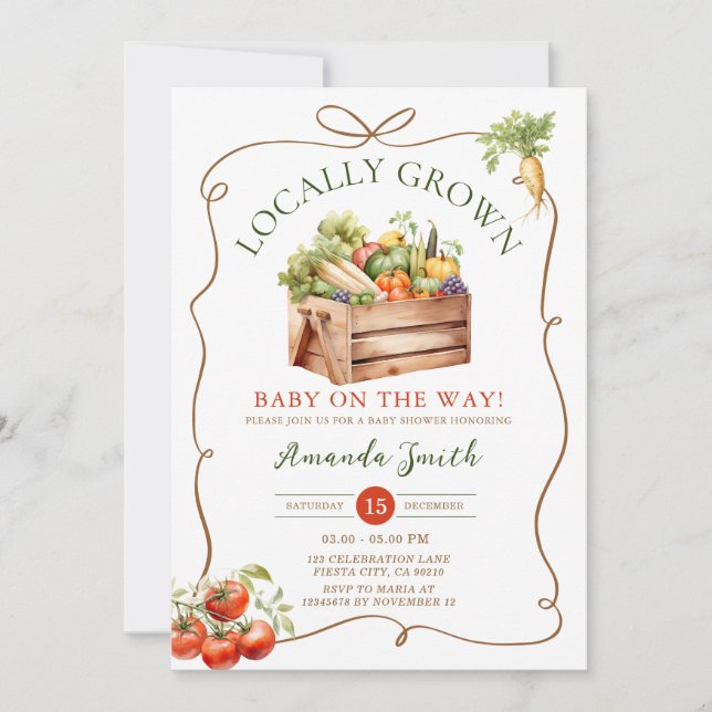 Bog lokalt odlad, färsk Veggie Baby Shower Inbjudningar (Framsida)
