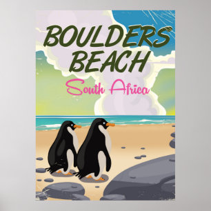 Bog strand Sydlig afrika tecknad Reseposyer Poster