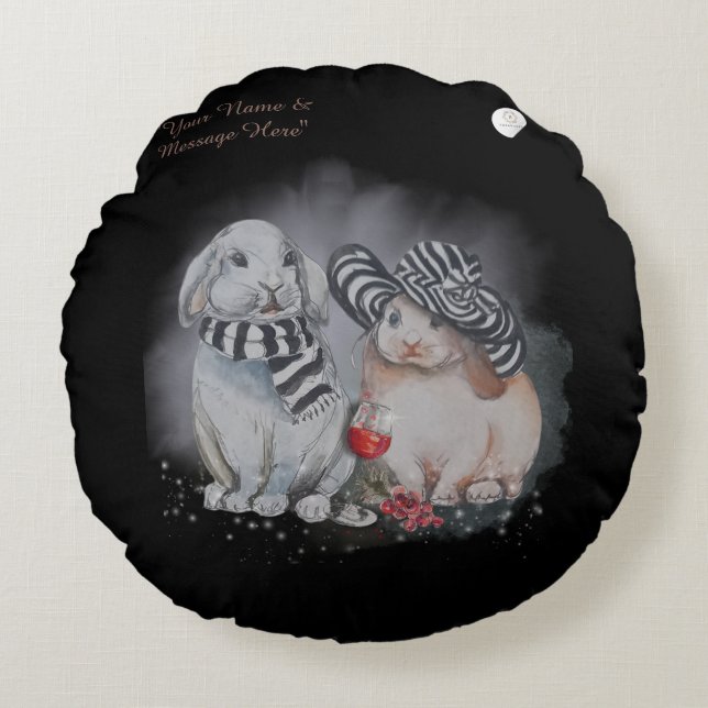 Boganhues "Pipa & Marlow" serie tryck Rund Kudde (Framsidan)