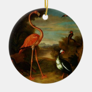 Bogdani Flamingo och andra fåglar i ett landskap Julgransprydnad Keramik