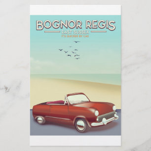 Bognor Regis-affisch för Vintage på sidan av resea Brevpapper