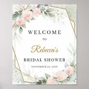 Bogo ro guld blommor eukalyptus och guld Välkommen Poster