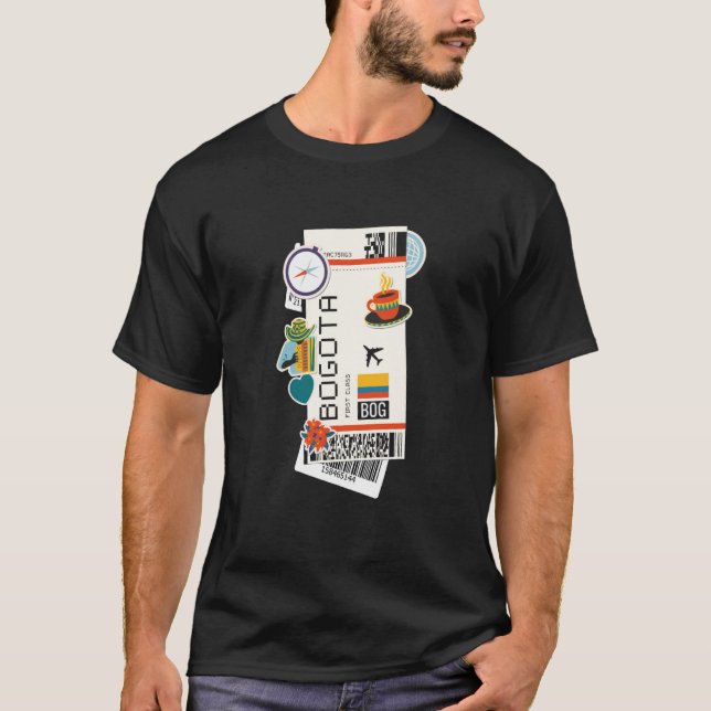 Bogotá Colombia City Skyline Silhouette Outline Sk T Shirt (Framsida)