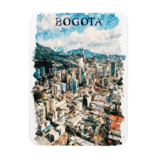 Bogota Colombia CIty View Watercolor Magnet
