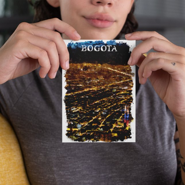 Bogota Colombia efter Night City View Vykort (bogota colombia by night postcard)