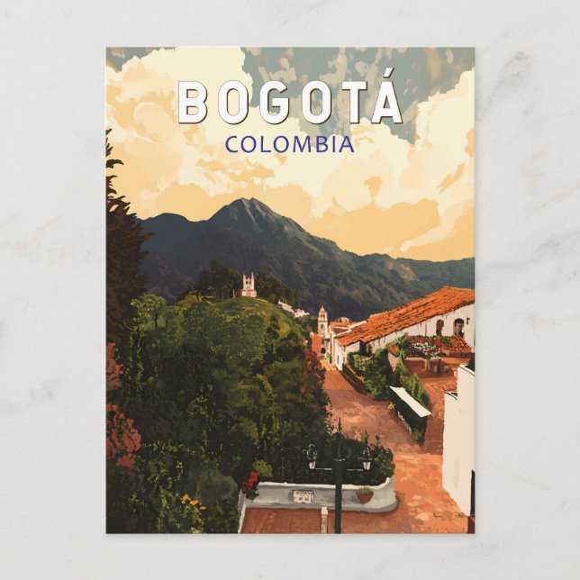 Bogota Colombia Illustration Resa Konst Vintage Vykort (Framsida)