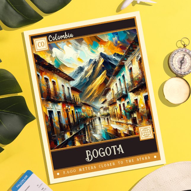 Bogota, Colombia | Måla Vintage Vykort (Skapare uppladdad)