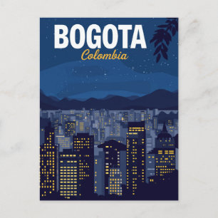 Bogotá Colombia Siluett Natt Vykort