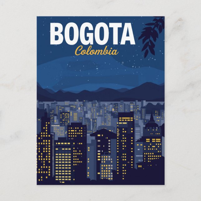 Bogotá Colombia Siluett Natt Vykort (Framsida)