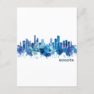 Bogota Colombia Skyline Blue Inbjudan Vykort