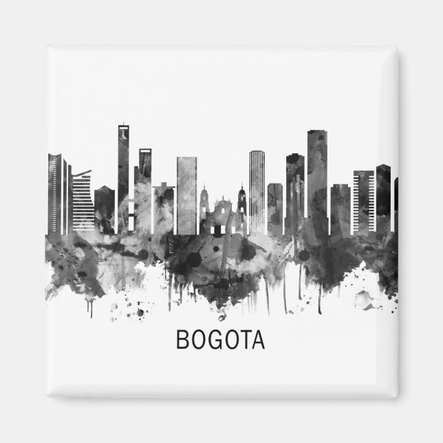 Bogota Colombia Skyline BW Magnet (Framsidan)