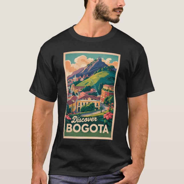 Bogota Colombia Travel Art Vintage T Shirt (Framsida)