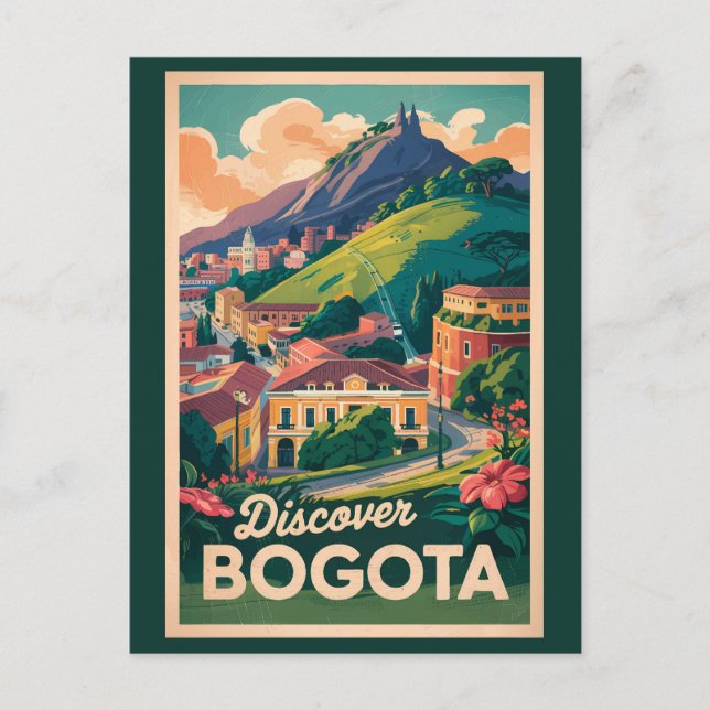 Bogota Colombia Travel Art Vintage Vykort (Framsida)