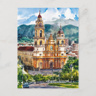 Bogota, colombianska vattenfärgsmålning vykort