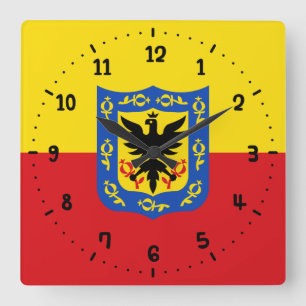 Bogota, Colombias Square Wall Clock, flagga Fyrkantig Klocka