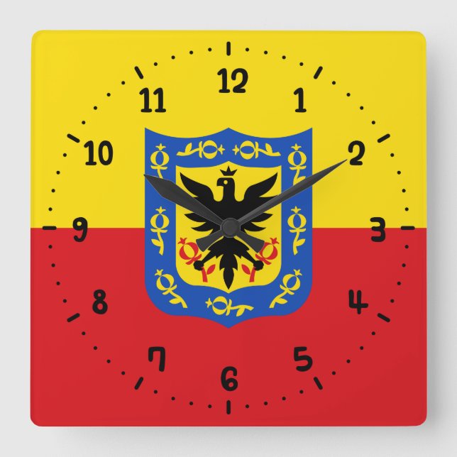 Bogota, Colombias Square Wall Clock, flagga Fyrkantig Klocka (Framsida)