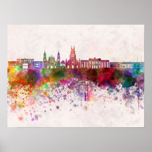 Bogota skyline i vattenfärgsbakgrund v2 poster