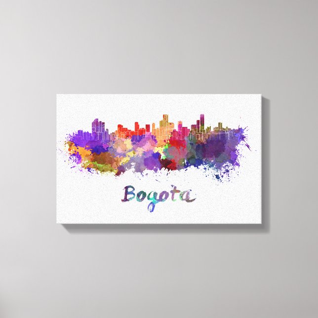 Bogota skyline in watercolor canvastryck (Framsida)