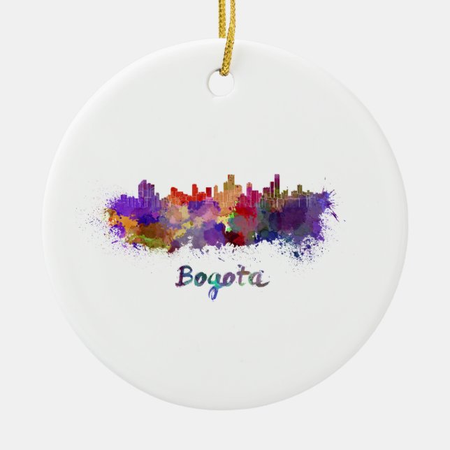 Bogota skyline in watercolor julgransprydnad keramik (Framsidan)