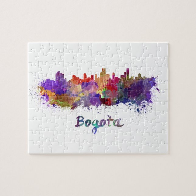 Bogota skyline in watercolor splatters pussel (Horisontell)