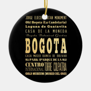 Bogota stad av Colombia typografikonst Julgransprydnad Keramik